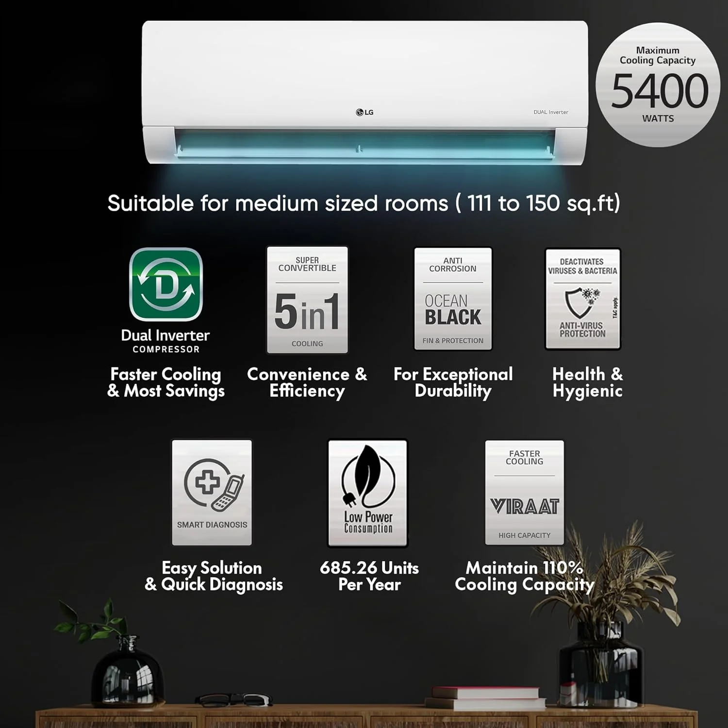 LG 1.5 Ton 5 Star Inverter Split AC - Image 5