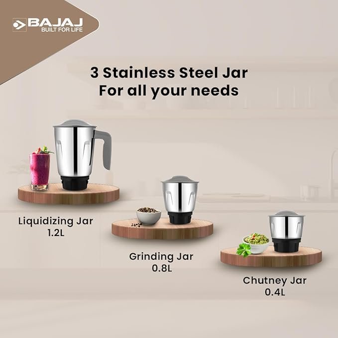 Bajaj GX1 Ninja Series 500W Mixer Grinder - Image 3