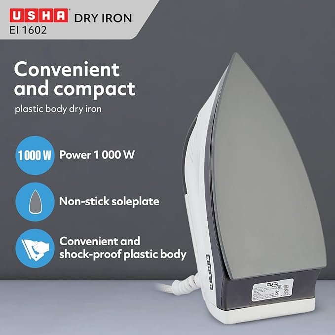 USHA EI 1602 1000 W Lightweight Dry Iron - Image 3
