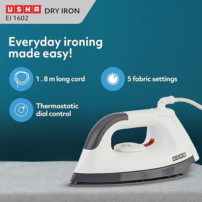 USHA EI 1602 1000 W Lightweight Dry Iron - Image 2