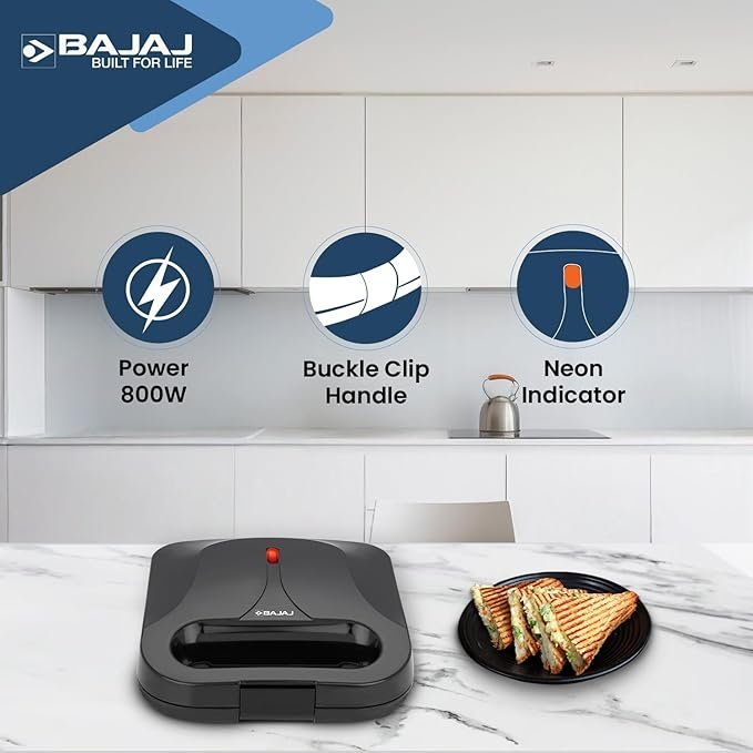 Bajaj SWX 6 800-Watt 2-Slice Sandwich Griller - Image 2
