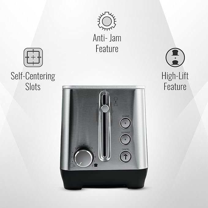 Sujata 900 W Pop-up 2 Slice Stainless Steel PT11 Toaster - Image 2